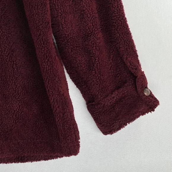 True Grit Shirt Womens Size M Deep Pile Fleece Button Up Long Sleeve Burgundy - Picture 7 of 11